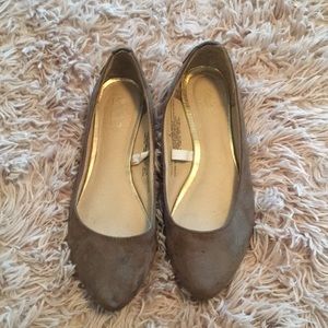 Dark green, faux suede flats